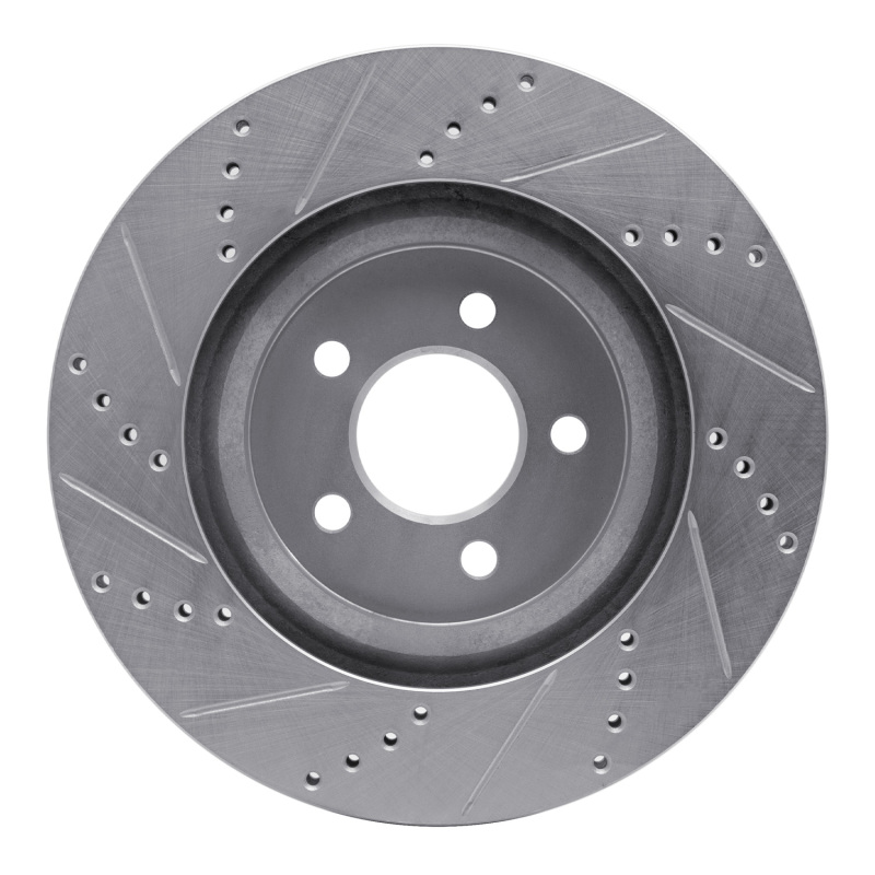 Ford Mustang Brake Rotor (1) - Front Right - R1 Concepts - Drilled & Slotted - Silver - `94-`04